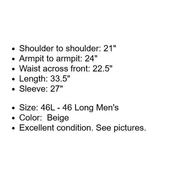 Alan Flusser Sport Coat Mens 46L Beige Jacket Lined Single Vent Two Button - Picture 5 of 16